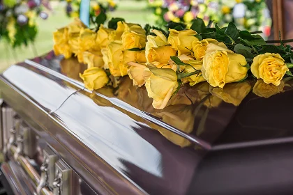 Casket with flower crown