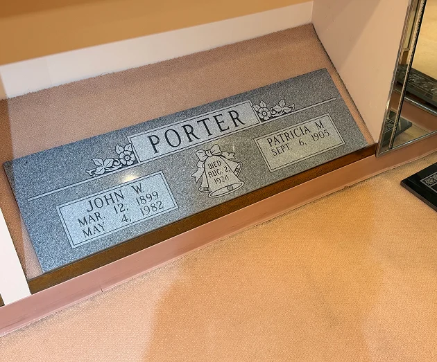 Rectangular grey granite companion grave marker
